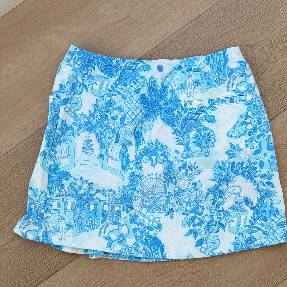 Lilly Pulitzer Blue and White Mini Skirt - Picture 2 of 5